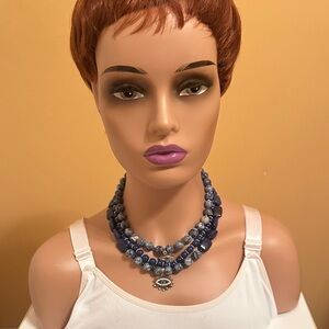 Blue Lapis and Sodalite Beaded Statement Necklace